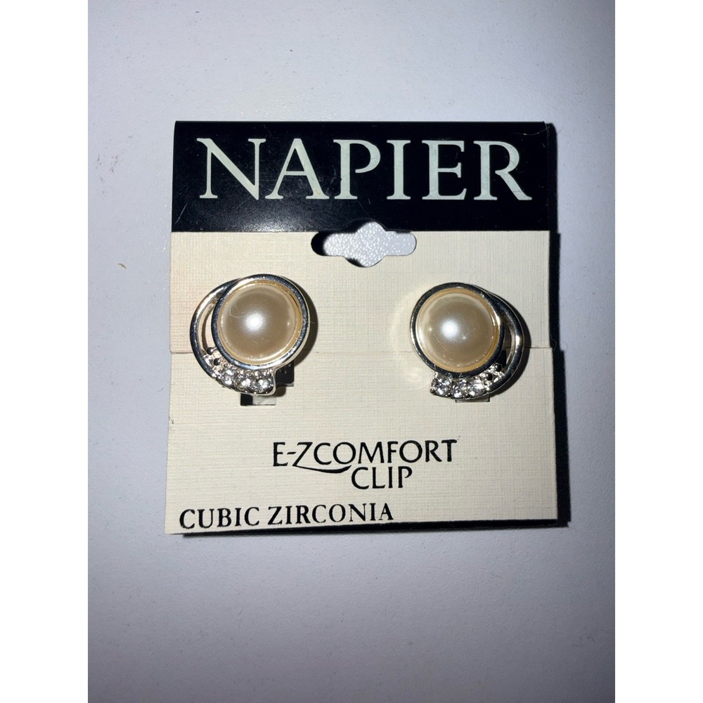 Pair Of Napier Clip-on Earrings, Unused, E-Z Comfort Clip, Nickel Safe